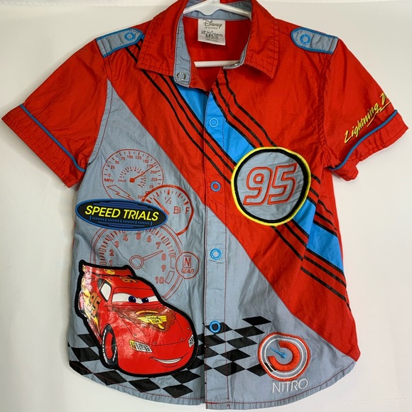 1 x DISNEY CARS SHIRT Lightning McQueen POLO TOP Short Sleeve Sz 3 4 or 5 NEW